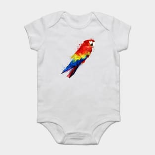 Dramabite Watercolor scarlet macaw parrot animal bird artistic Baby Bodysuit